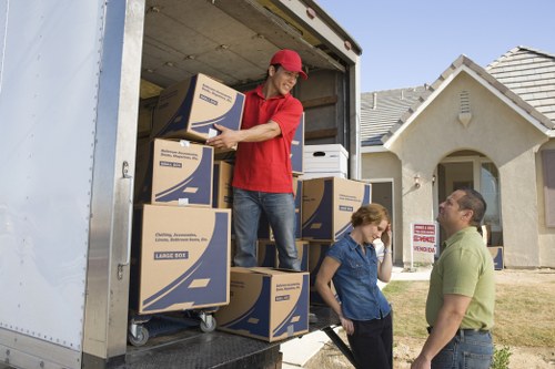 Furniture and boxes arranged for a Waterloo home or business removals service